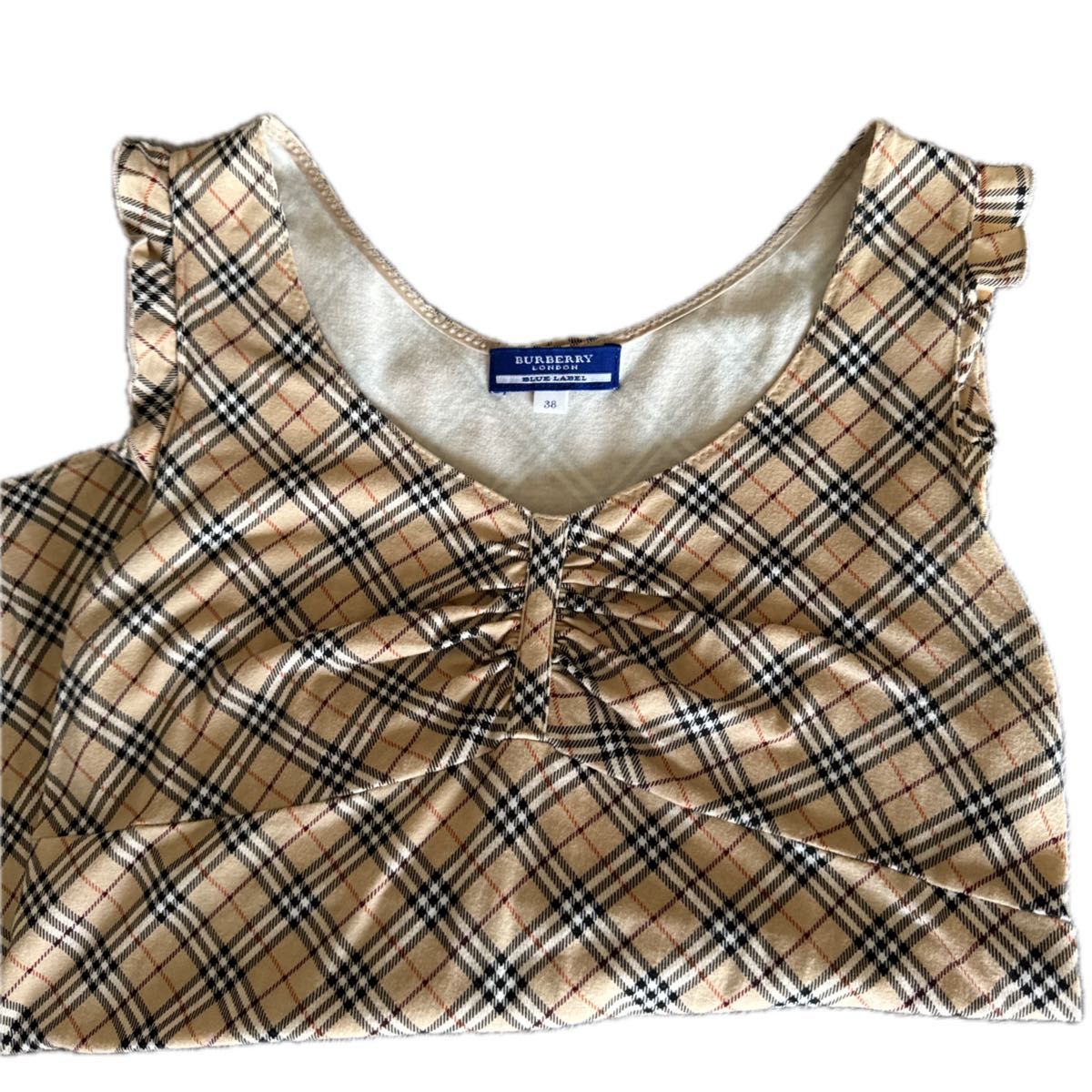 【極美品】バーバリーブルーレーベル ノースリーブシャツ ノバチェック 38 BURBERRY BLUE LABEL ノバチェック ノースリーブトップス