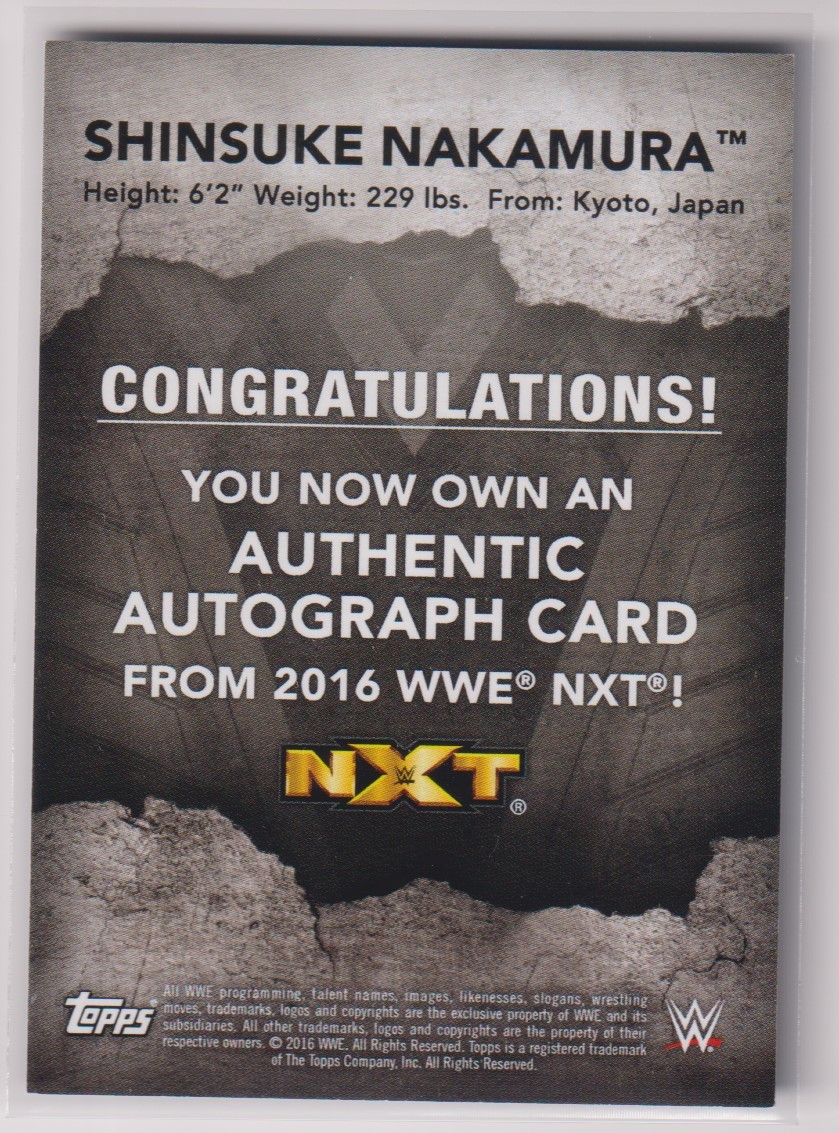 WWE Shinsuke Nakamura AUTO 2016 Topps NXT ON CARD AUTOGRAPH /99 枚限定 中邑真輔 直書き 直筆 サイン オート 新日本プロレス_画像2