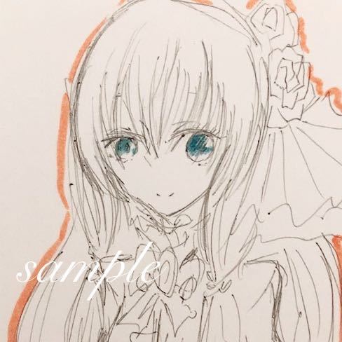 手描きイラスト オリジナル ファンタジー ペン画 人形 ヴィリアム 女の子 創作 創作子 少女 直筆原画 絵画 艶樹 人気提案 創作