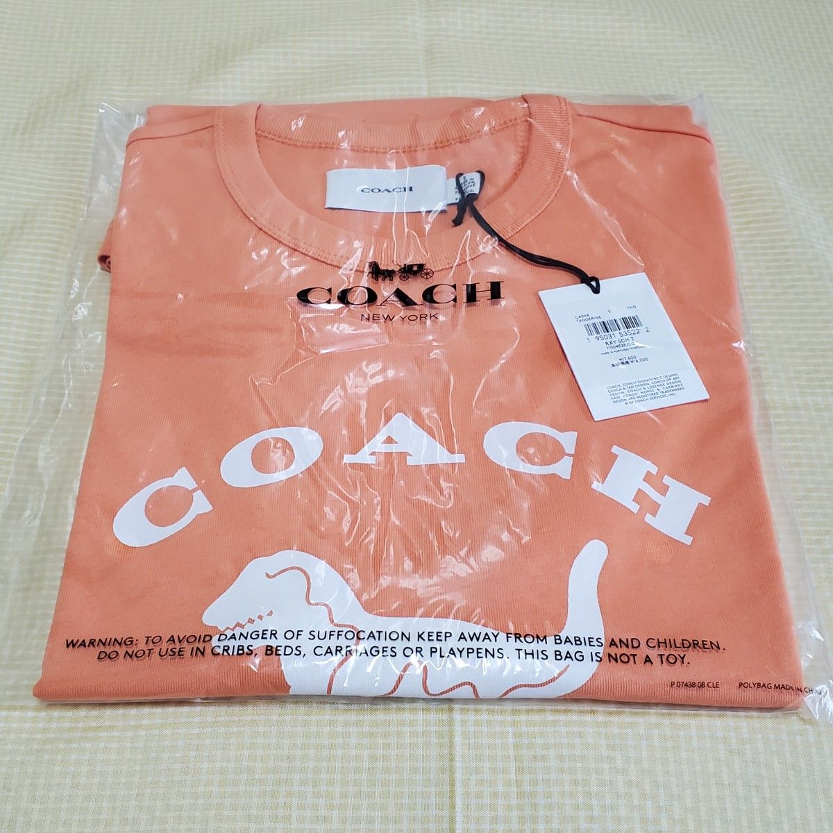 【COACH】大人気☆かわいい オレンジ クラシック Tシャツ 人気 完売品 新品 未開封 コーチ COACH 恐竜 レキシー Rexy T