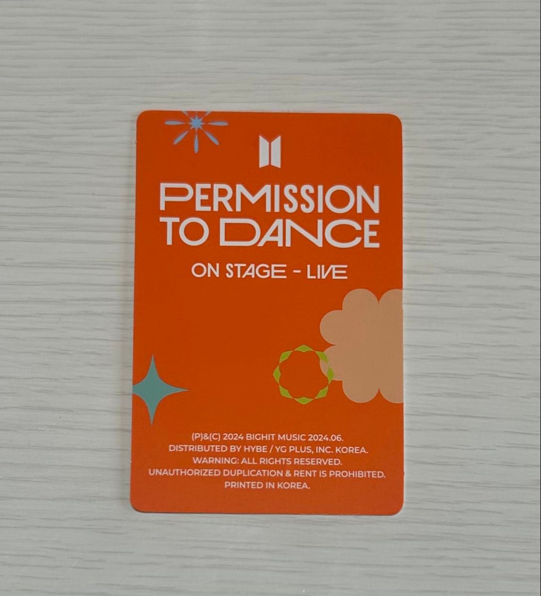 permission to dance BTS ランダムチャーム付き/ジョングク BTS PERMISSION TO DANCE LIVEランダム トレカ グク ジョングク