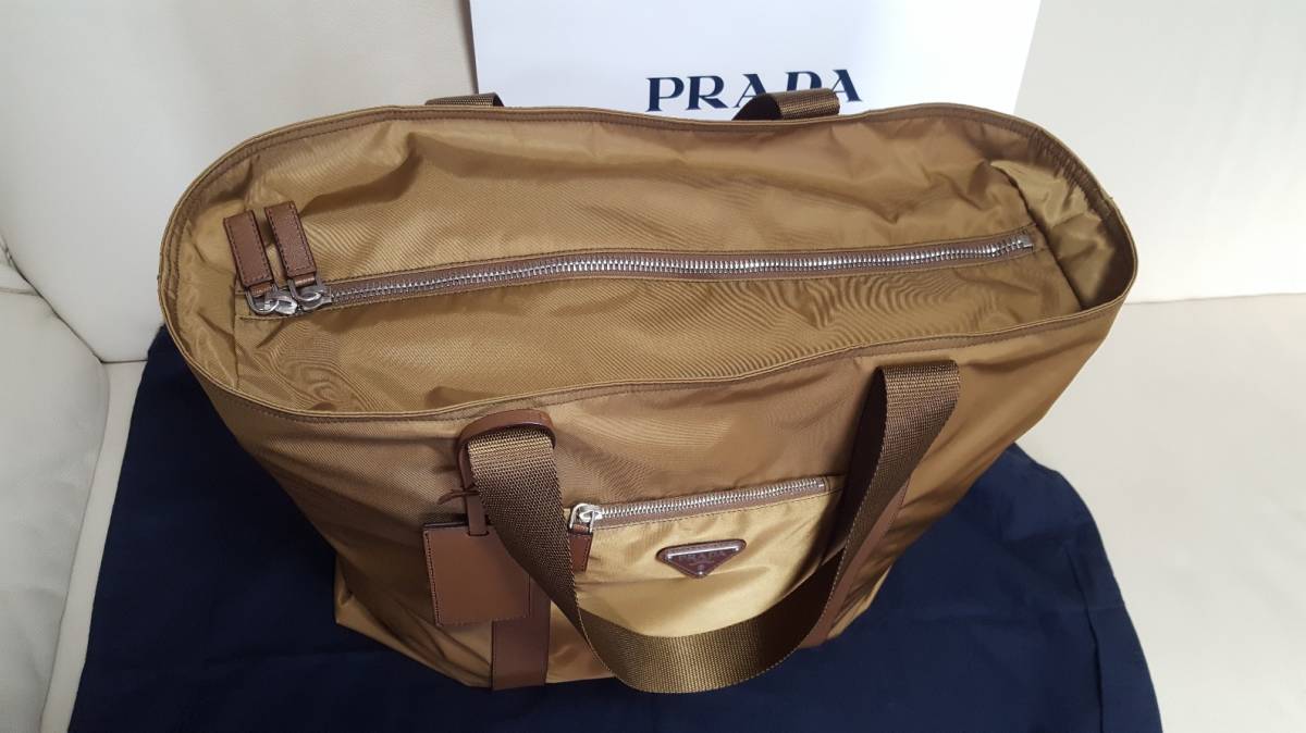 【USED】★PRADA プラダ★バッグ ナイロン×レザー ブラウンゴールド