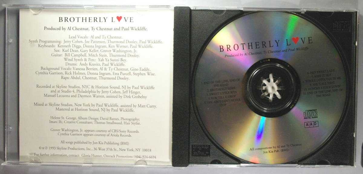 CD レア盤 CHESTNUT BROTHERS “BROTHERLY LOVE” 輸入盤 1993 Skyline Productions