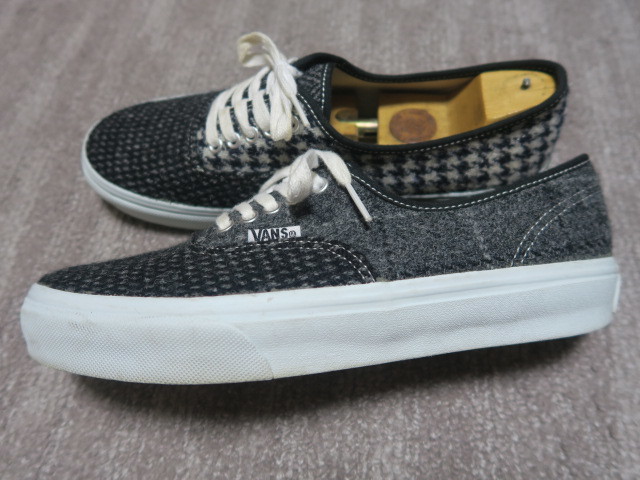 希少 良品☆VANS バンズ V44CL B&Y HT AUTHENTIC BEAUTY&YOUTH ハリスツイード シューズ 26.5cm 黒 グレー_画像2