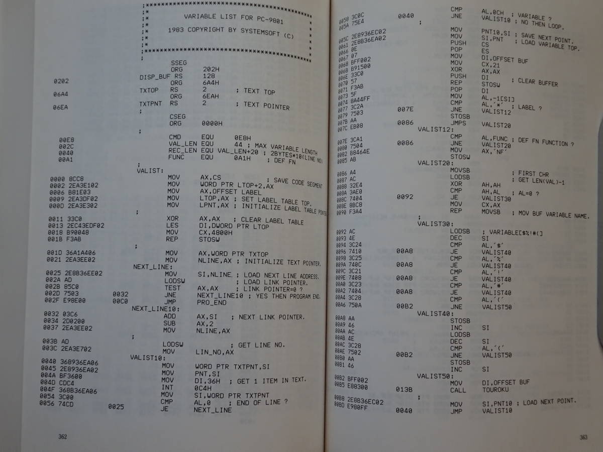 PC-Techknow9800、PCファミリー・テクニカル・ノウハウ集　機械語　マシン語　アセンブラ　プログラム・ソースリスト　200823a_画像6