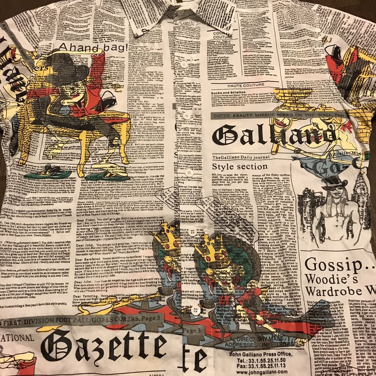 希少 名作 美品 John Galliano ニュースペーパー シャツ ジョン