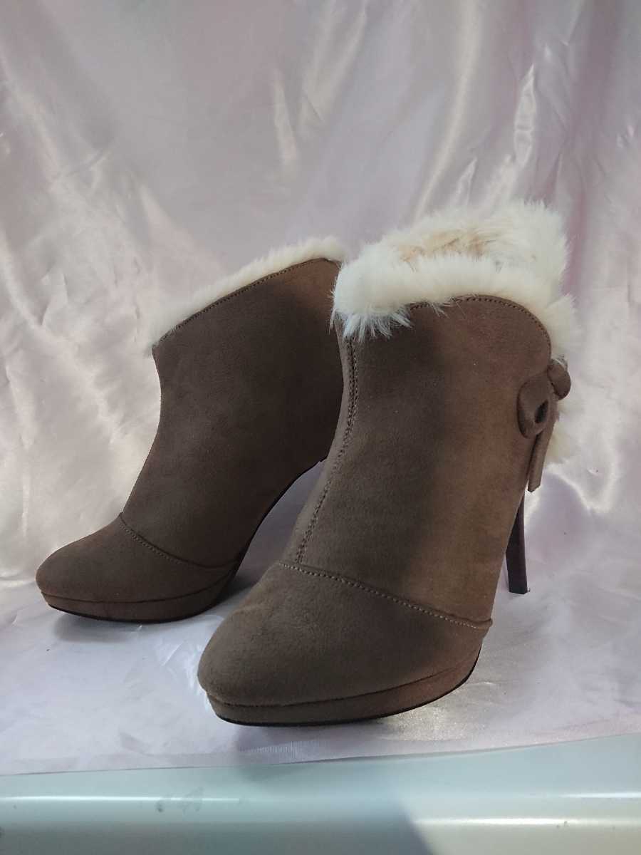  new goods [23cm]BABYPURE side Ribon fur bootie *i-boru