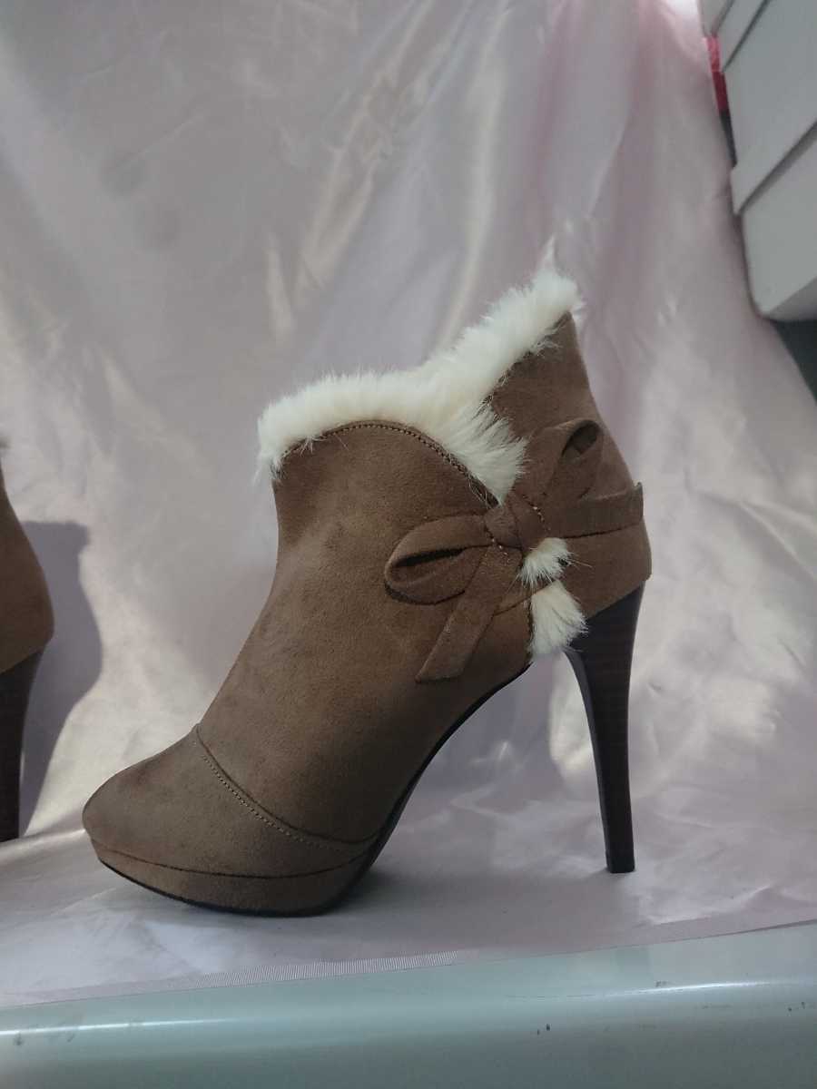  new goods [23cm]BABYPURE side Ribon fur bootie *i-boru