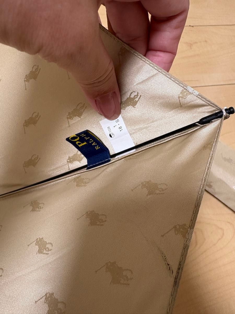 ポロラルフローレン　折りたたみ傘 ベージュ WEB限定】POLO RALPH LAUREN(ポロ ラルフローレン) 晴雨兼用日傘