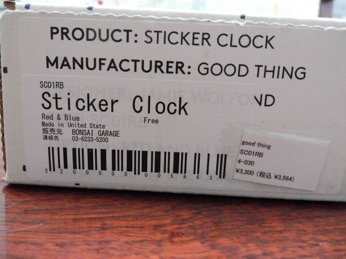F1.5） 壁時計　ウォールステッカー　Sticker Clock　GOOD THING　ステッカー　Red＆Blue　SC01RB_画像2