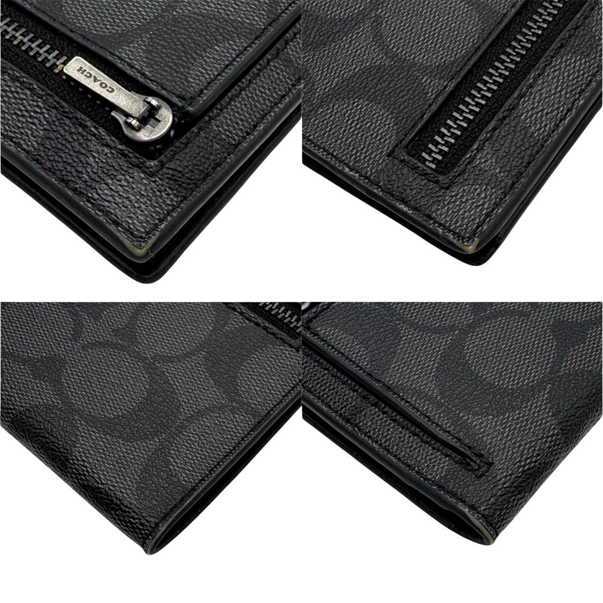 コーチ シグネチャー ダイアゴナル レザー PVC 財布 美品】 COACH コーチ 二つ折り財布 ミニ財布 シグネチャー PVC