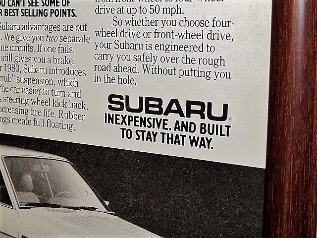 1980年 USA '80s 洋書雑誌広告 額装品 Subaru GL スバル レオーネ ( A4サイズ ）_画像4