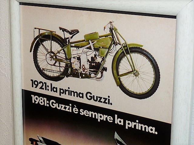 1981年 ITALY '80s イタリア 洋書雑誌広告 額装品 Moto Guzzi V50 モトグッチ ( A4サイズ ）_画像2