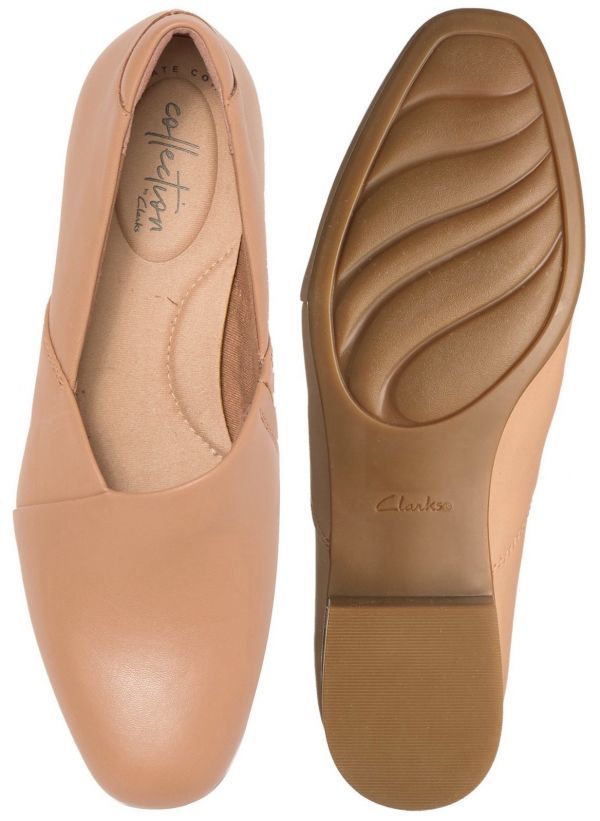 送料無料 Clarks 27.5cm フラット レザー プラリネ ブラウン ベージュ ローファー オフィス フォーマル スポサン スニーカー バレエ R75_画像10