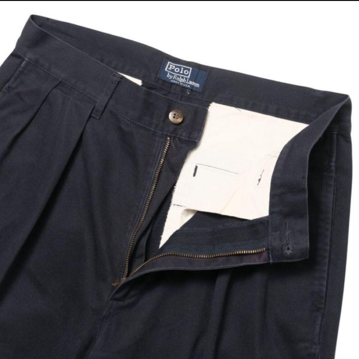 90s ポロチノ ネイビー 32×30 polo chino ノータック 90s ラルフローレン チノパン USA製 ネイビー 30×32 ポロチノ