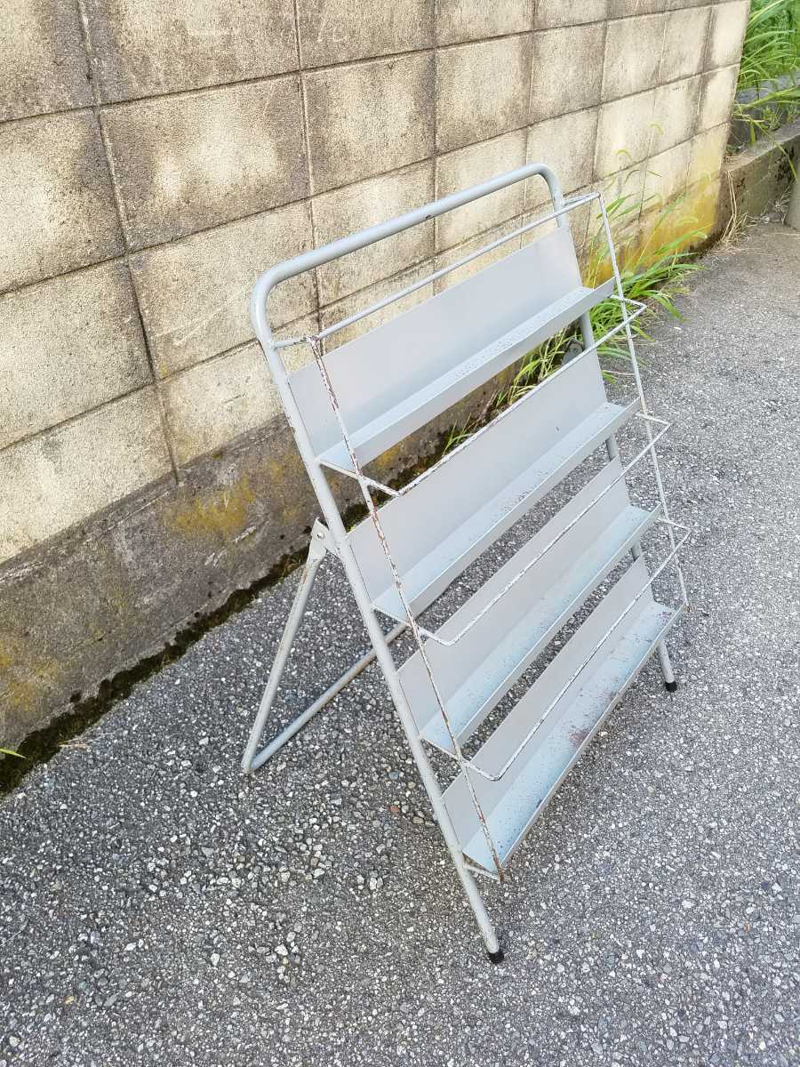  Vintage Showa era old steel rack magazine rack display bookcase book@ establish store furniture 