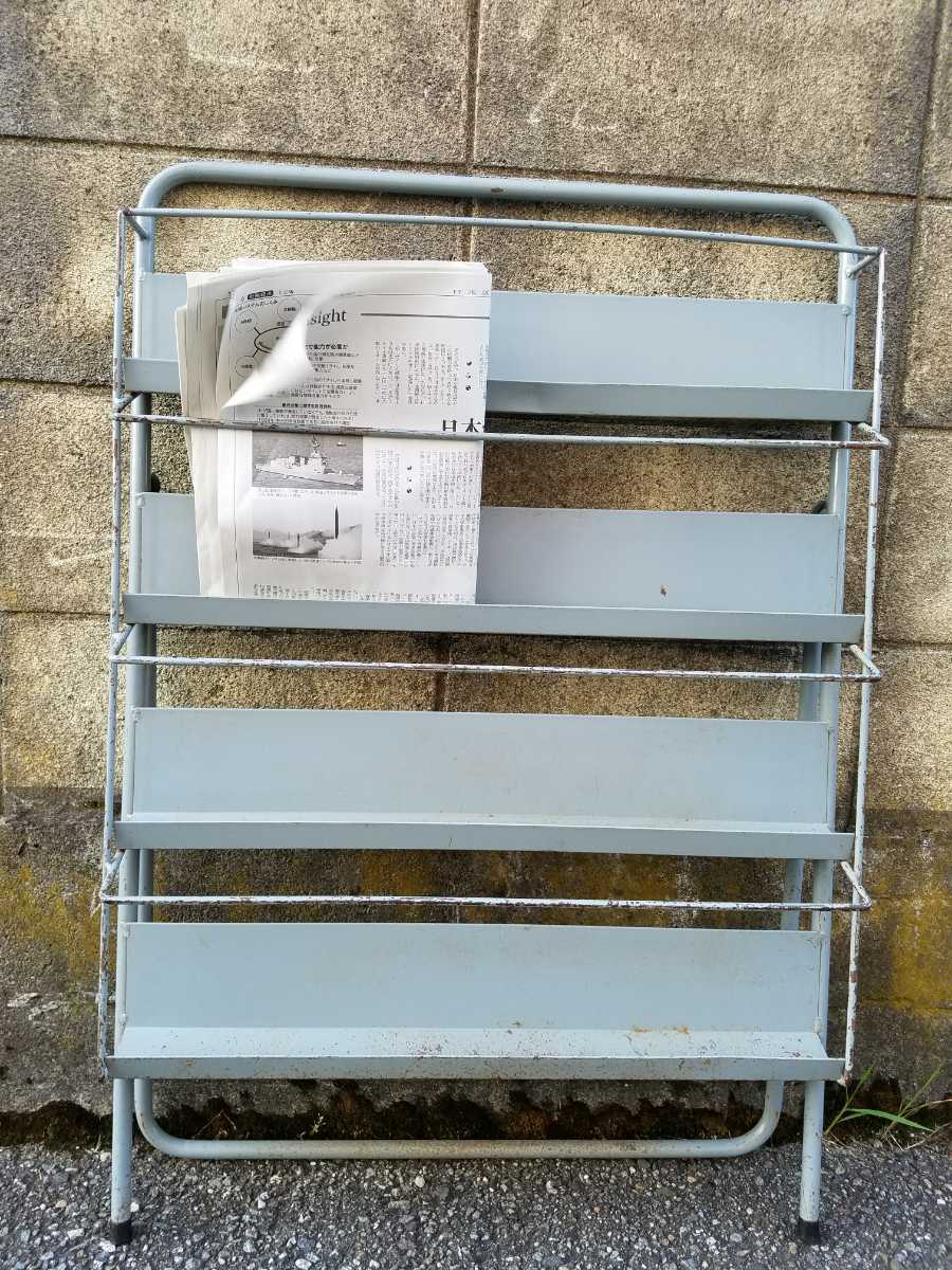  Vintage Showa era old steel rack magazine rack display bookcase book@ establish store furniture 