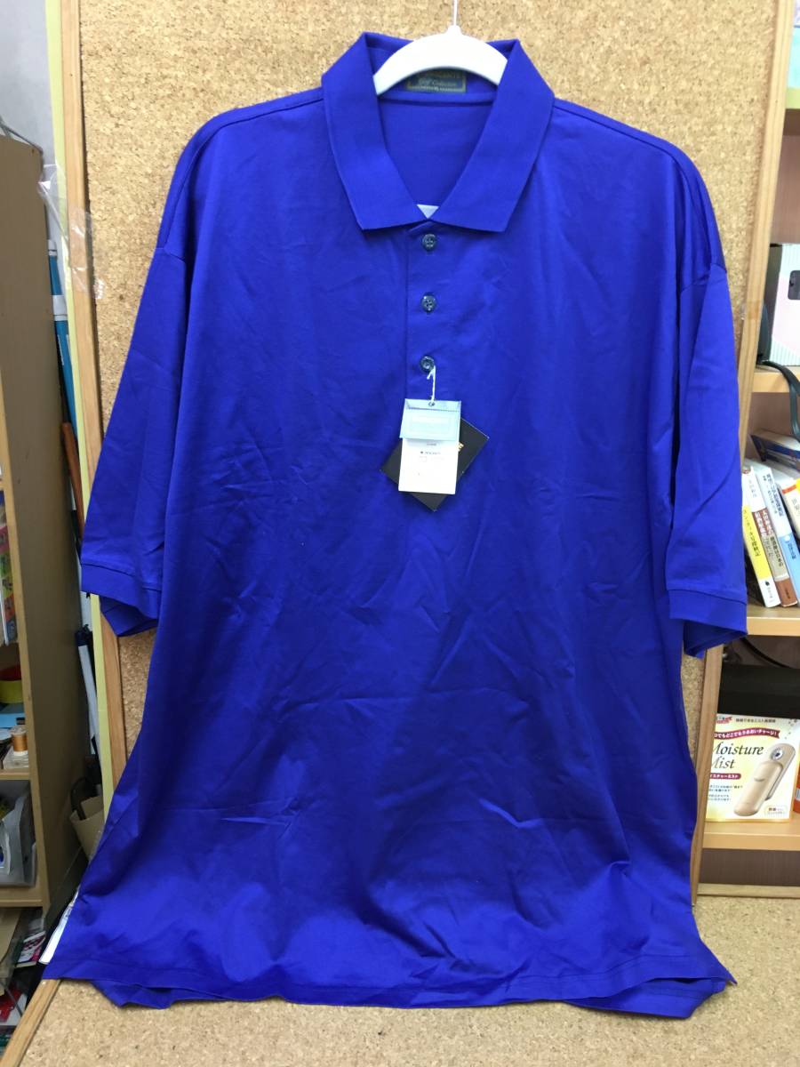 ★デサント GOLF COLLECTION ポロシャツ 海外サイズ XL ゴルフ 綿100% 青 未使用 タグ有りの画像1