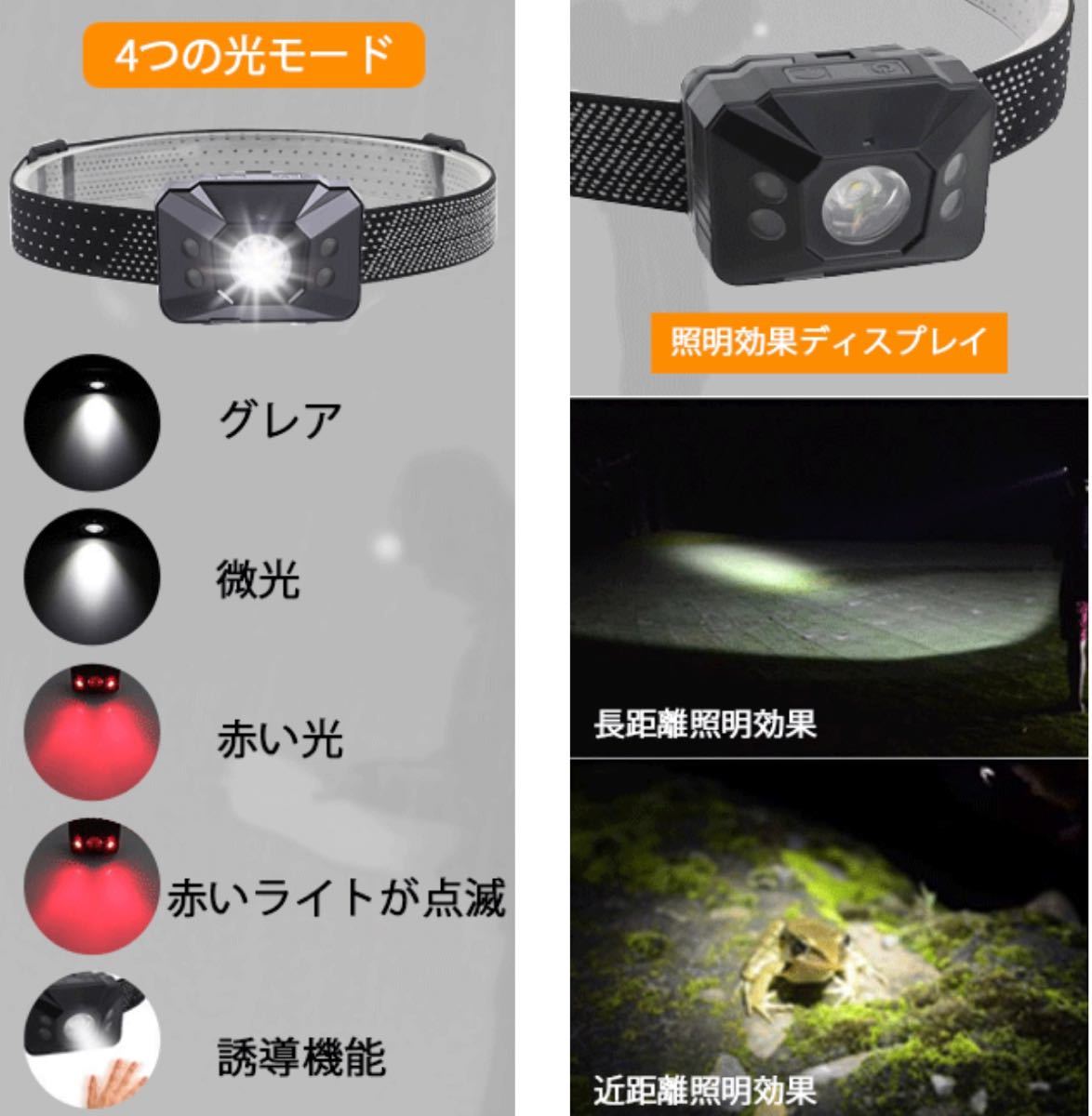 【2個セット】LEDヘッドライト ヘッドランプ 充電式 センサー機能 角度調整