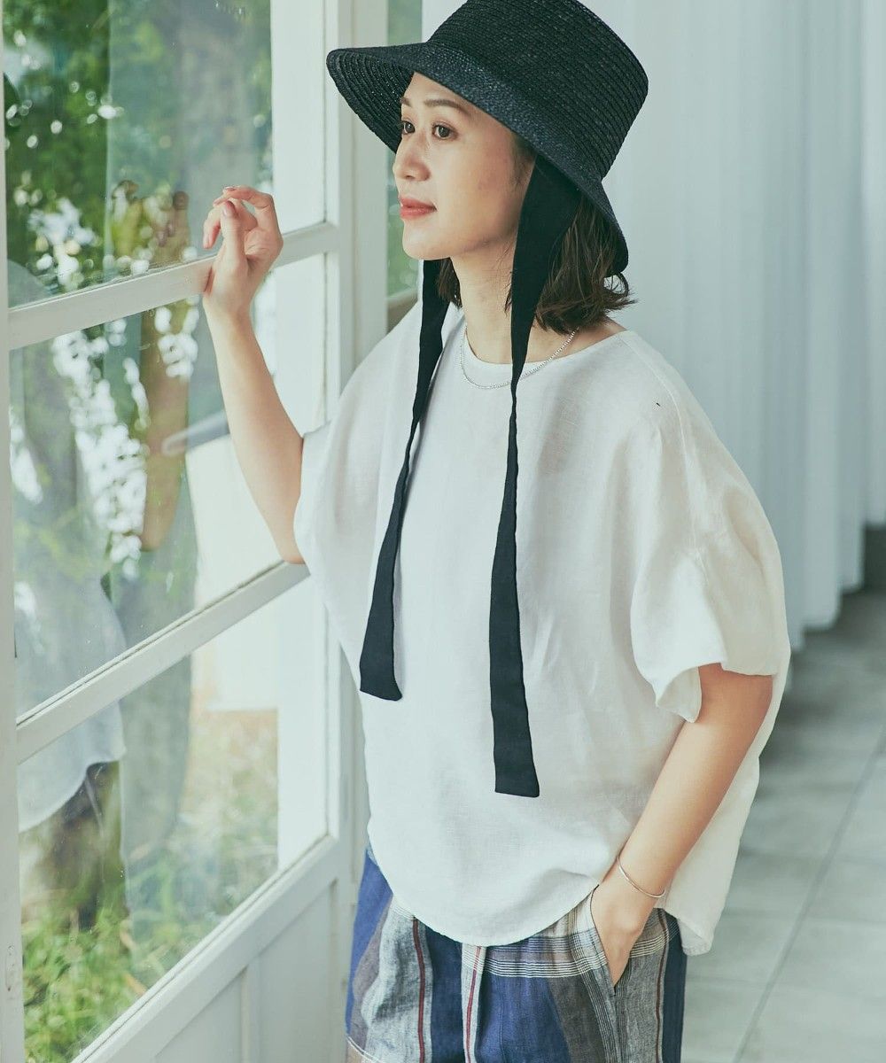 今季新品 アーバンリサーチ DOORS リネンコクーンシルエットブラウス 麻*紺 今季新品 アーバンリサーチ DOORS リネンコクーンシルエット