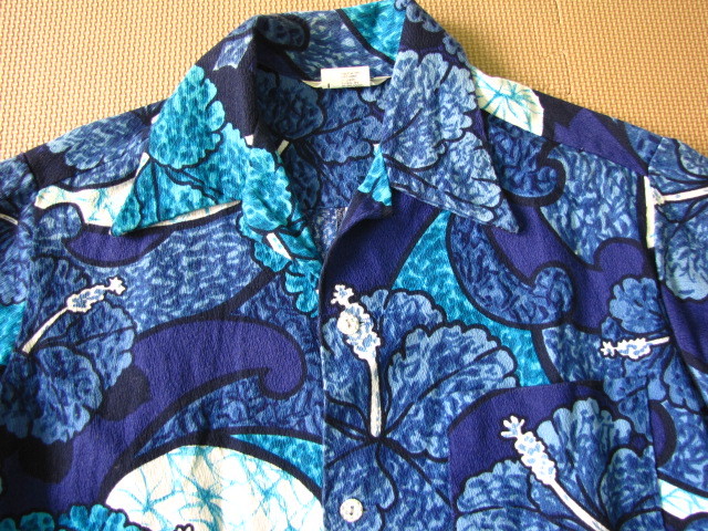 N112*70~80s Vintage гавайская рубашка Hawaiian гибискус рисунок MADE IN HAWAII хлопок 