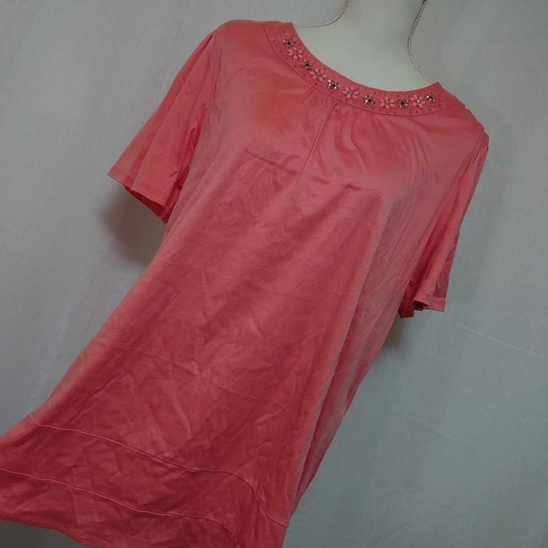 Aucru Com 美品 アリスバーリー 花形ビジューが可愛い半袖ロングtシャツ チュニックワンピース ピンク Aylesbury フリーサイズ 春物 夏物 Aucru Com 美品 アリスバーリー 花形ビジューが可愛い半袖ロングtシャツ チュニックワンピース ピンク Aylesbury フリーサイズ 春物 夏物