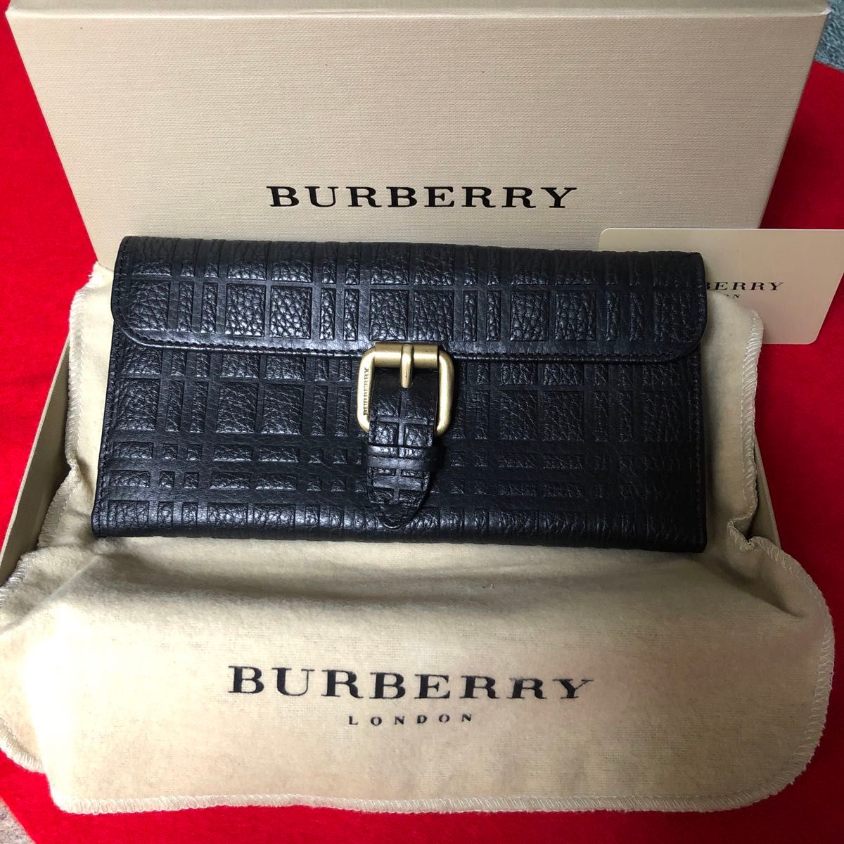 BURBERRY ブラック 長財布 レザー　新品未使用　※アルファベット刻印有 BURBERRY ブラック 長財布 レザー 新品未使用 ※アルファベット刻印有