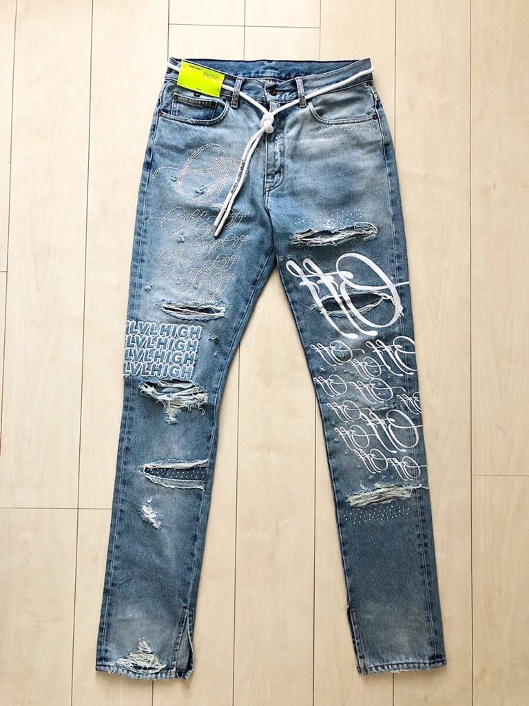 19AW】 OFF-WHITE VIRGIL ABLOH STRASS DENIM オフホワイト ジーンズ