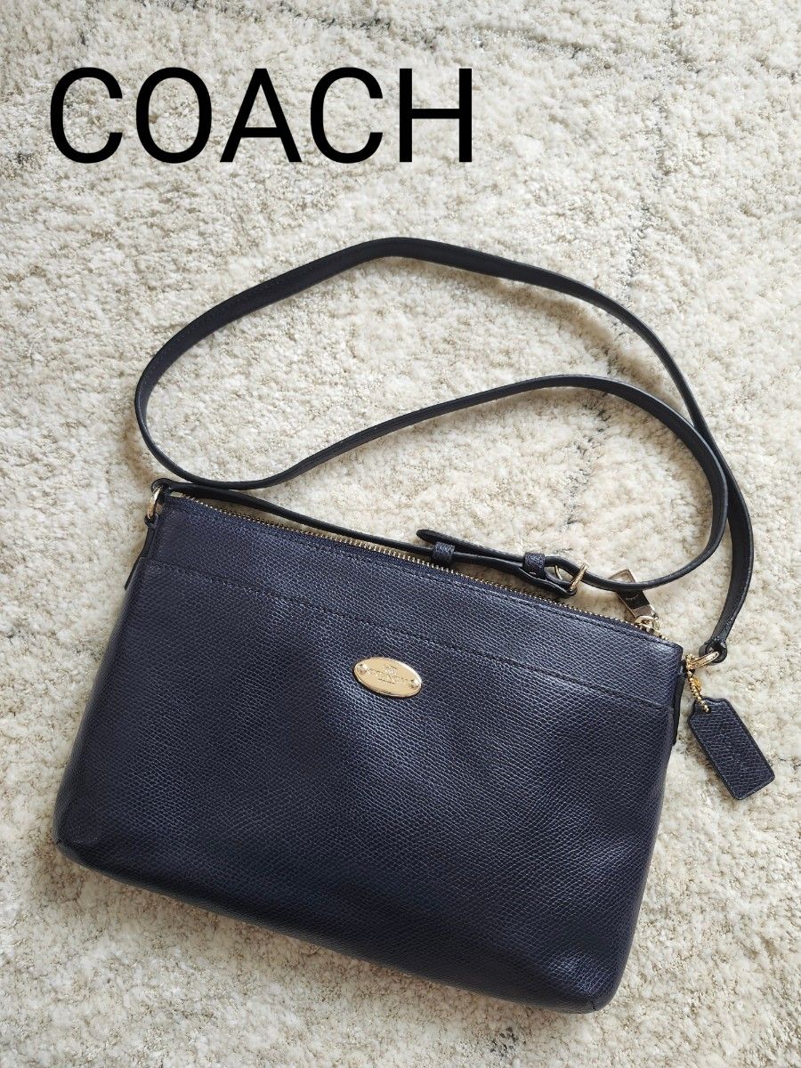 COACH ネイビー レザー ショルダーバッグ COACH ショルダーバッグ ネイビー レザー|Yahoo!フリマ(旧