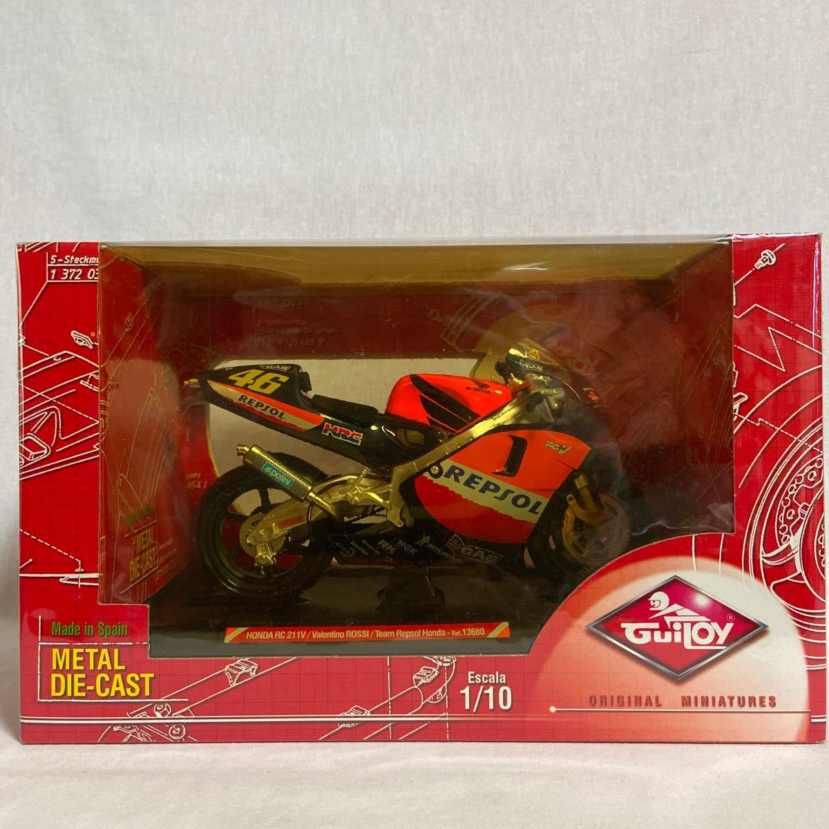 GuiLoy 1/10 HONDA RC211V #46 Valentino Rossi Repsol HRC ホンダ レプソル バレンティーノ・ロッシ 完成品 ミニカー モデルカー Moto GP_画像1