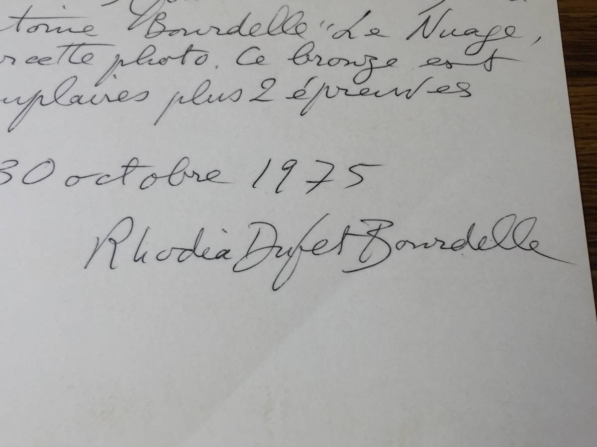 アントワーヌ・ブールデル彫刻写真 Antoine Bourdelle Le Nuage,grande e'tude 娘のRhodia Dufet Bourdelle署名入りの画像4