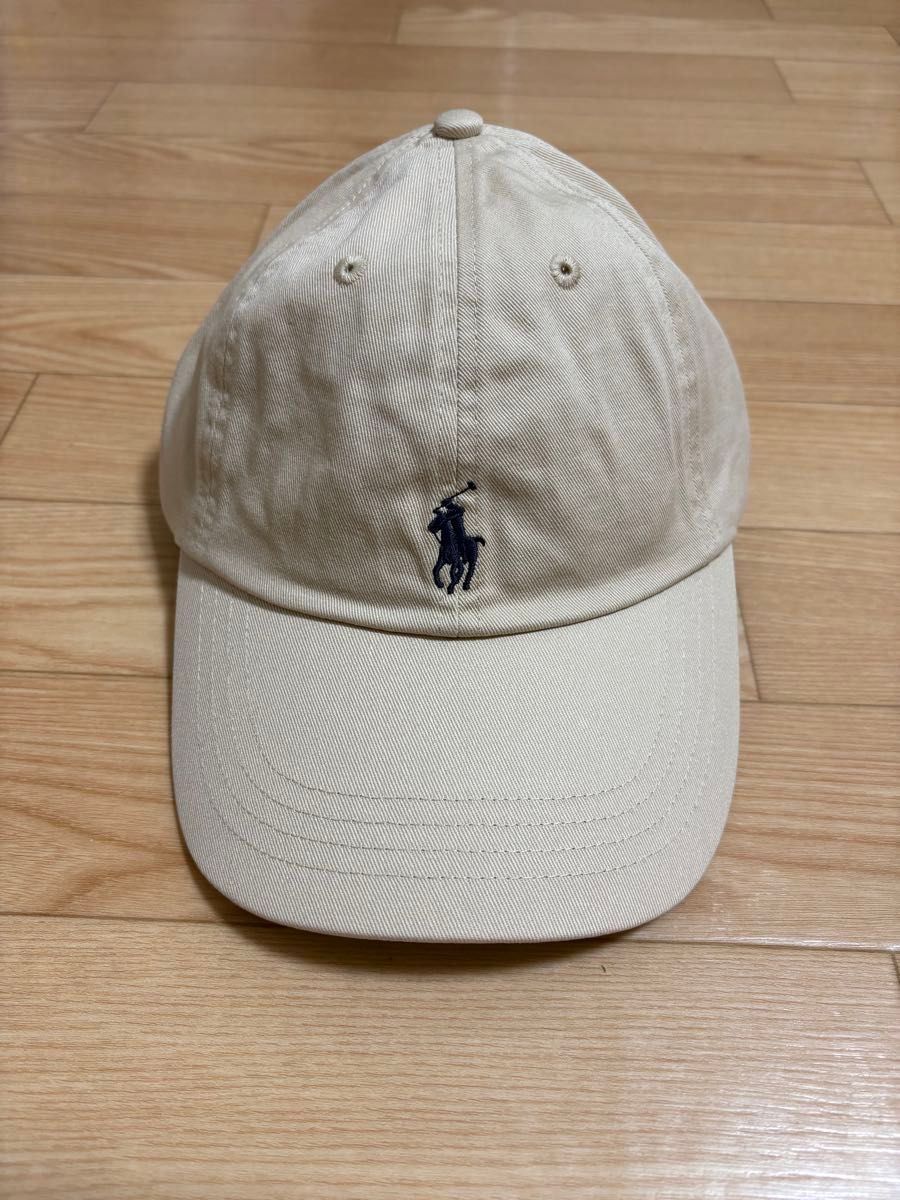 専用ページ♡ラルフローレンキャップ ベージュ新品未使用 男女兼用 新品未使用】Polo Ralph Lauren ベージュキャップ 黒ロゴ 男女