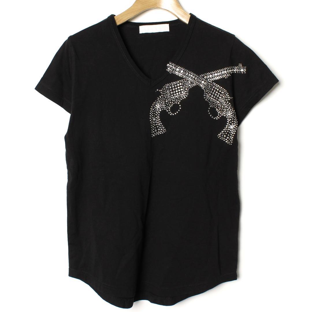 【あす楽対応】 roarguns（roar ロアー）総スワロフスキー装飾VネックTシャツ カットソー（1・Sサイズ） ロアー