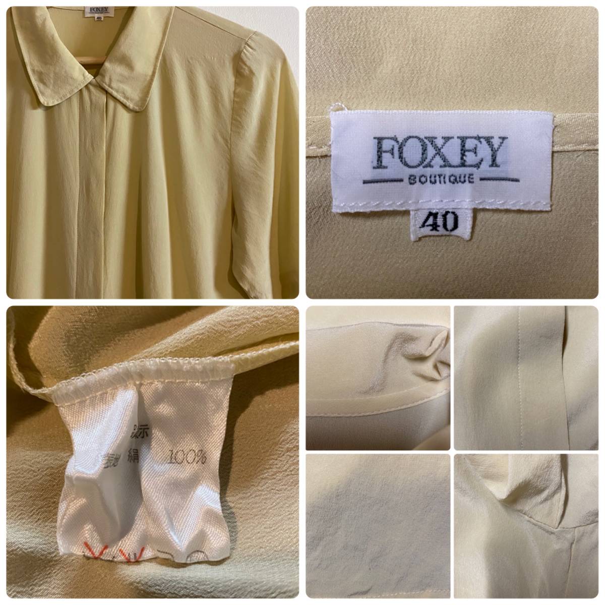 フォクシー/FOXEY 比翼釦絹素材デザインシャツ40_画像3