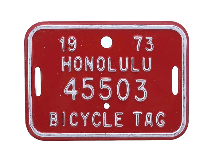 自転車 ナンバープレート 1973年 ホノルル 45503の画像1