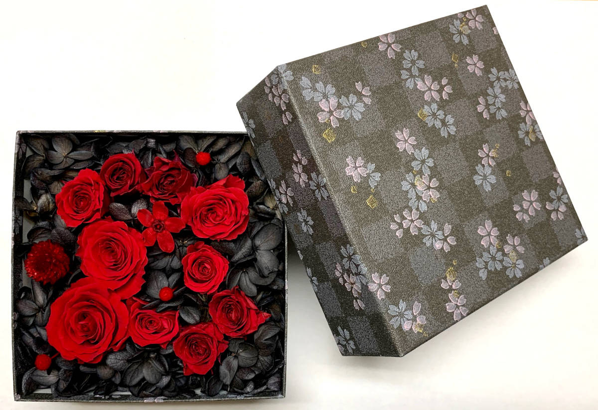  prompt decision with translation preserved flower box rose rose red black red × black purple . flower 00012