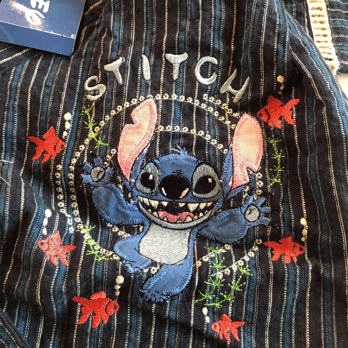 80 甚平 Disney Stich キャラクター グレコ スティッチ ディズニー ナイトウエア パジャマ 刺繍 和柄 夏着 新品 浴衣 現品 紺色 売上実績no 1 スティッチ