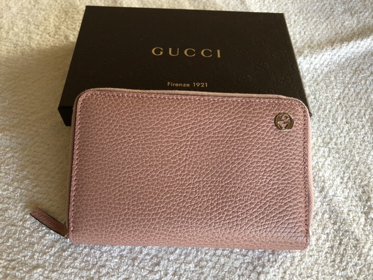 ☆ 新品! グッチ GUCCI レザー 財布 モーヴピンク☆イタリア購入小銭入れあり_画像1