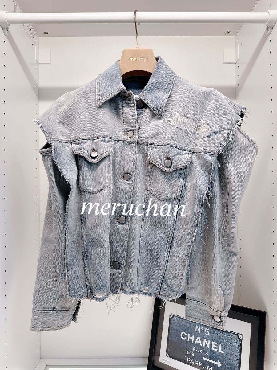 【美品】MM6 オーバーサイズ デニムジャケット size:38 メゾンマルジェラ MM6 デニムジャケット Gジャン レディース