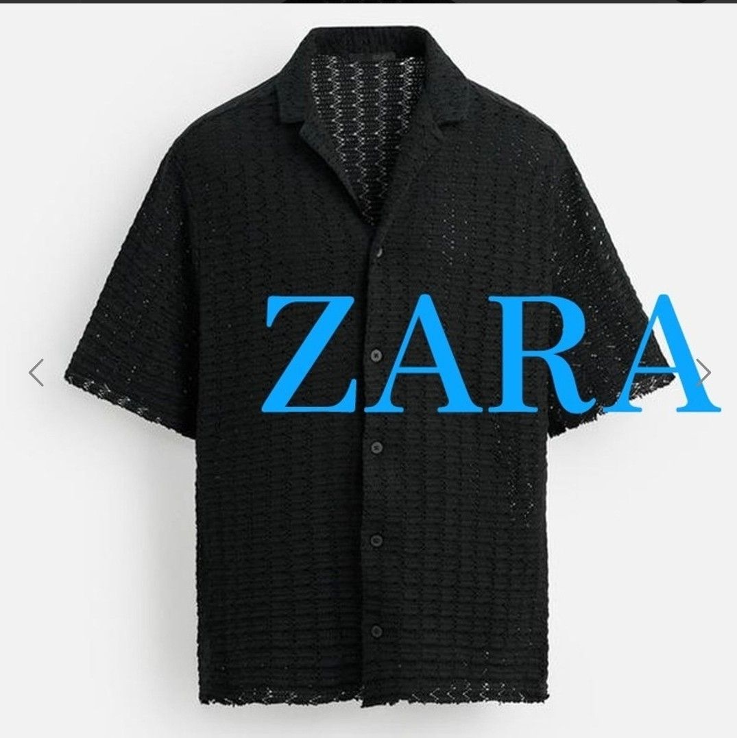 【ZARA】テクスチャーウェーブ ニットシャツ 25SS新作 ZARA テクスチャーウェーブ ニットシャツ Mサイズ(やや