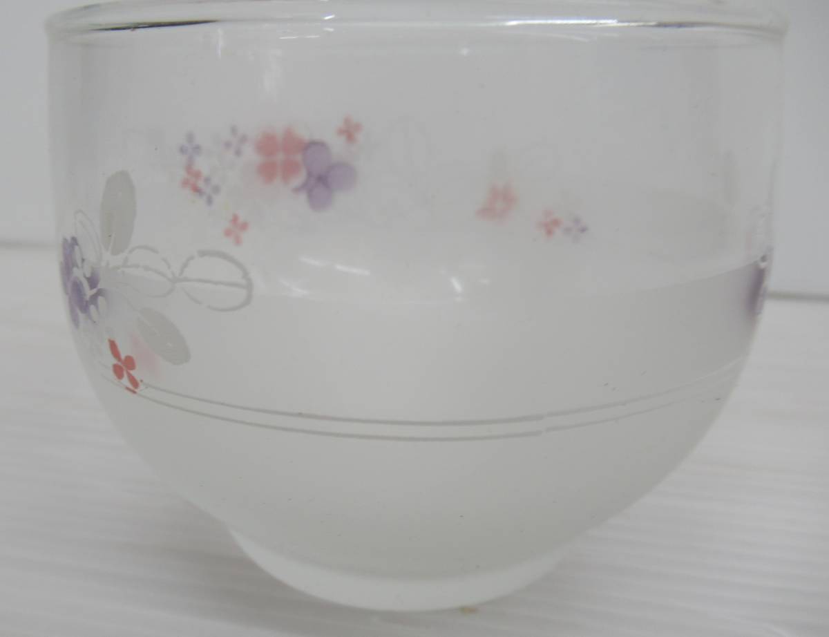 ★大奉仕！！◆花がすり・冷茶セット・ADERIA GLASS・石塚硝子◆冷茶コップ・竹製茶托5客セット◆_画像5