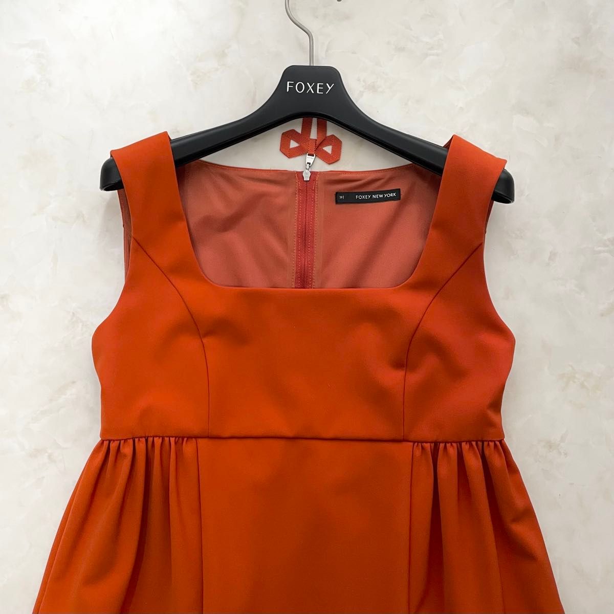 FOXEY フォクシー ワンピース 赤 38(S位) 4602925F0001 美品 FOXEY NEWYORK フォクシー ドレス レディエンパイア