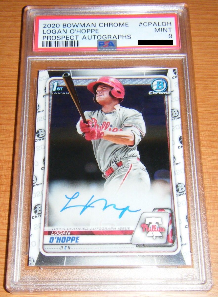 Topps オホッピー O'HOPPE 直筆サインカード PSA9 鑑定済 Logan O'hoppe Topps 1st BOWMAN Auto ローガン