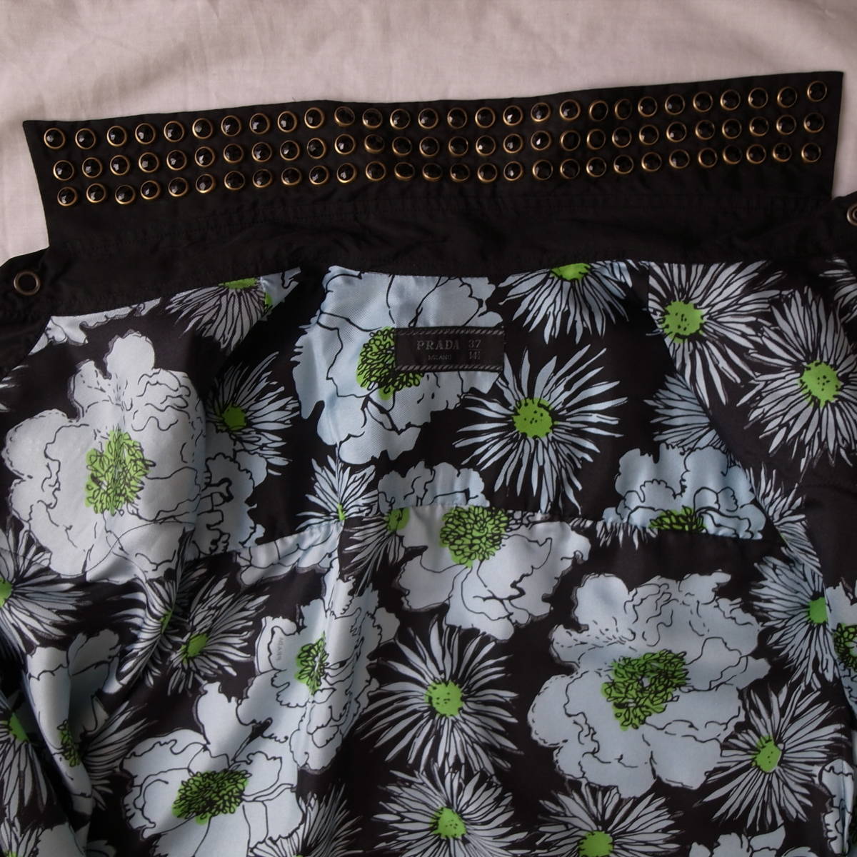 ss12 プラダ PRADA プリント スタッズシルクシャツ メンズ ss12 プラダ PRADA プリント スタッズシルクシャツ メンズ