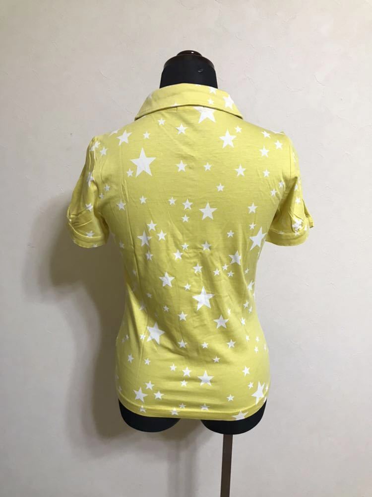 【良品】 LACOSTE ラコステ レディース スター 星柄 限定 ポロシャツ トップス ファブリカ 日本製 レディース サイズ38 半袖 黄色 DF008A_画像2