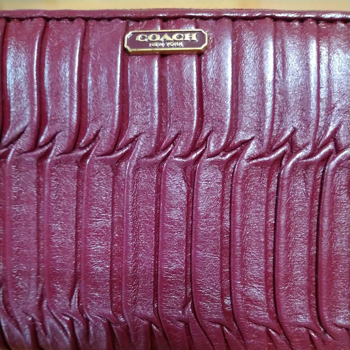 中古 COACH コーチ ラウンドファスナー長財布 レザー Coach round zip wallet 送料無料