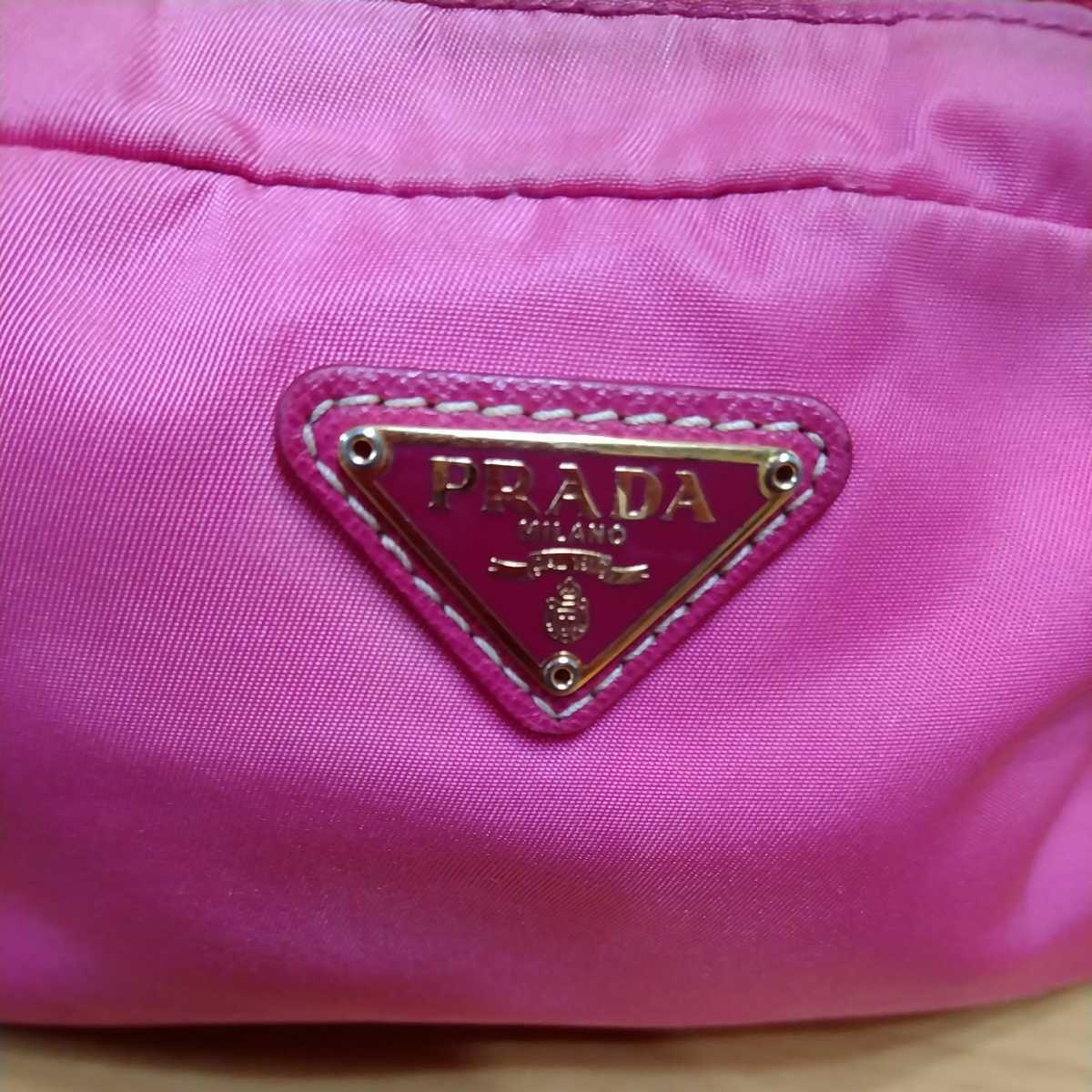 中古 PRADA プラダ 化粧ポーチ ナイロンポーチ ピンク ポーチ 小物入れ 送料無料