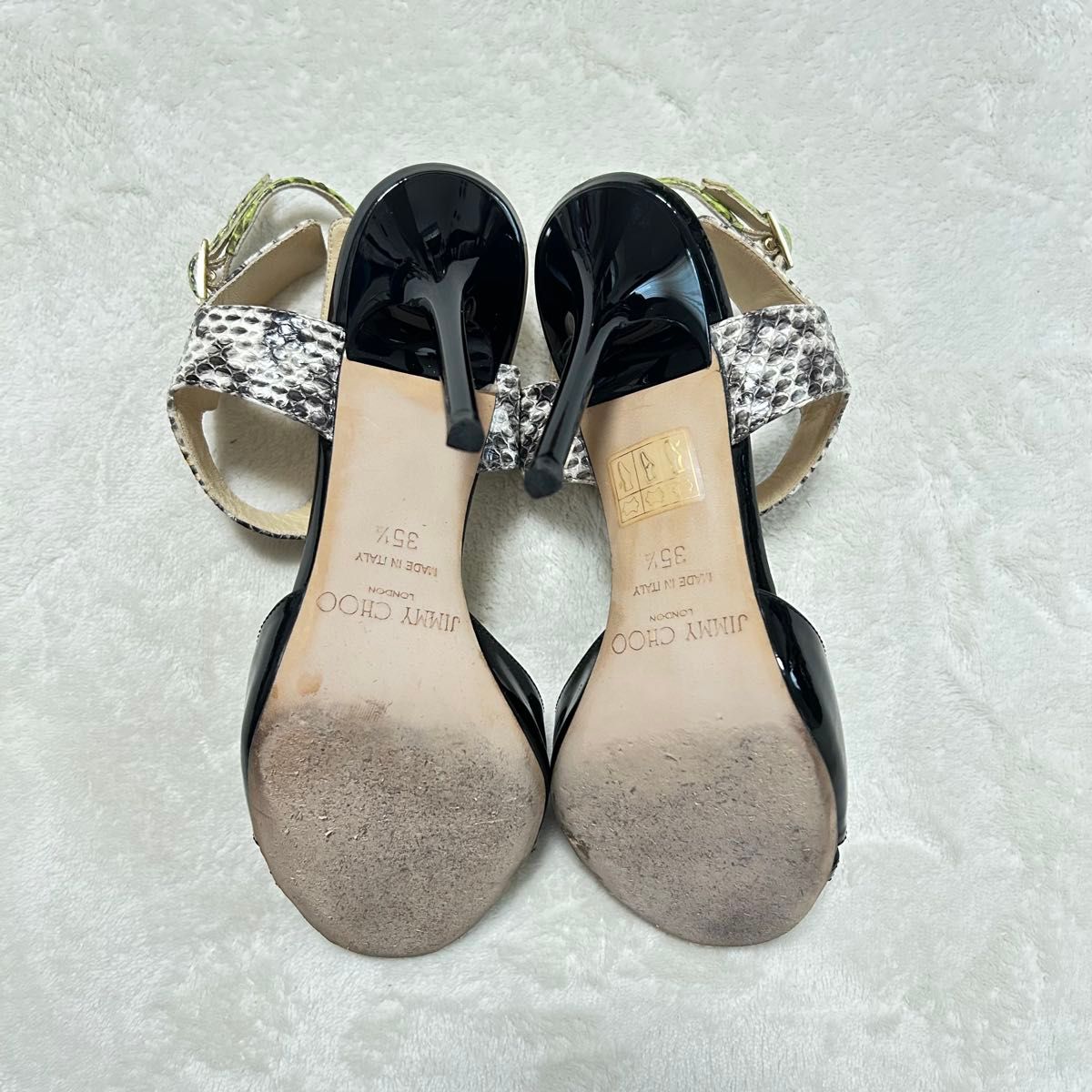 【美品】JIMMY CHOO ジミーチュウ ストラップサンダル オープントゥ JIMMY CHOO ジミーチュウ オープントゥパンプス パイソン レザー