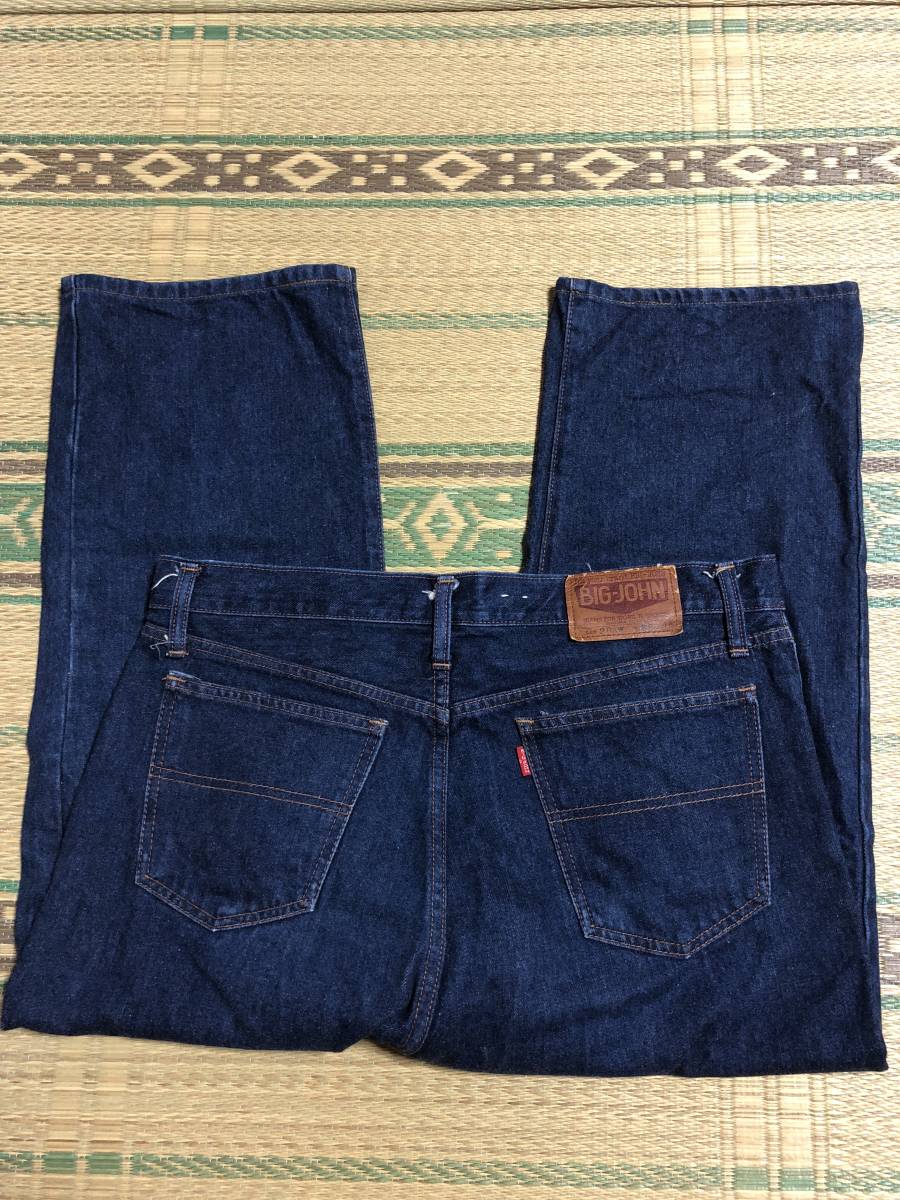 BIG-JOHN Big John Lot26AW W38 Denim джинсы местного производства Vintage Showa Retro бумага patch красный tabZIP UP темно синий редкий редкость снят с производства American Casual 