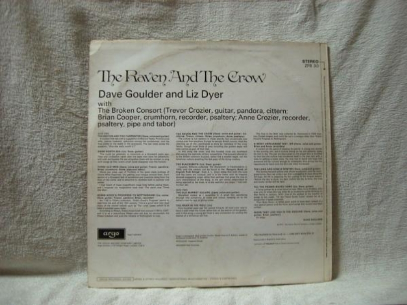 Dave GOULDER & Liz DYER☆The Raven And The Crow UK Argo Stereo